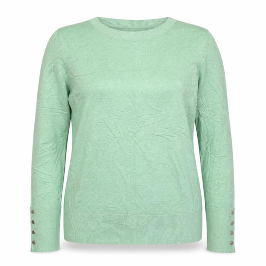 Et Vous Women’s Green Crew Neck Stud Cuff Knit Jumper Size 10
