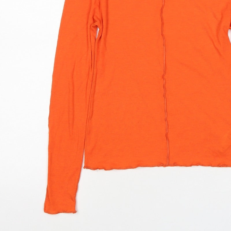 Marks & Spencer Women Orange Size 8 Modal Jersey Long Sleeve Basic Top
