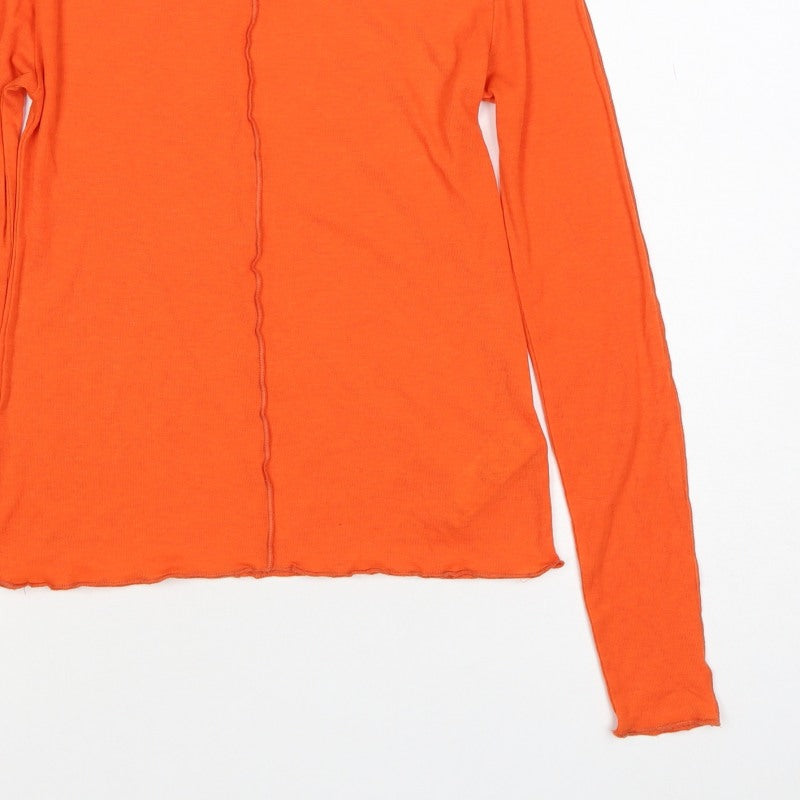 Marks & Spencer Women Orange Size 8 Modal Jersey Long Sleeve Basic Top