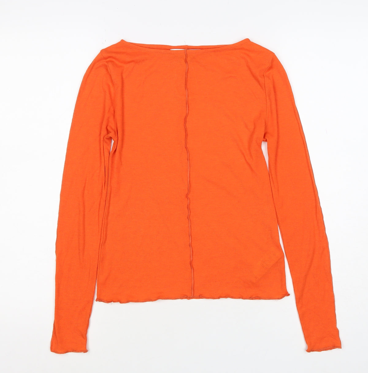 Marks & Spencer Women Orange Size 8 Modal Jersey Long Sleeve Basic Top