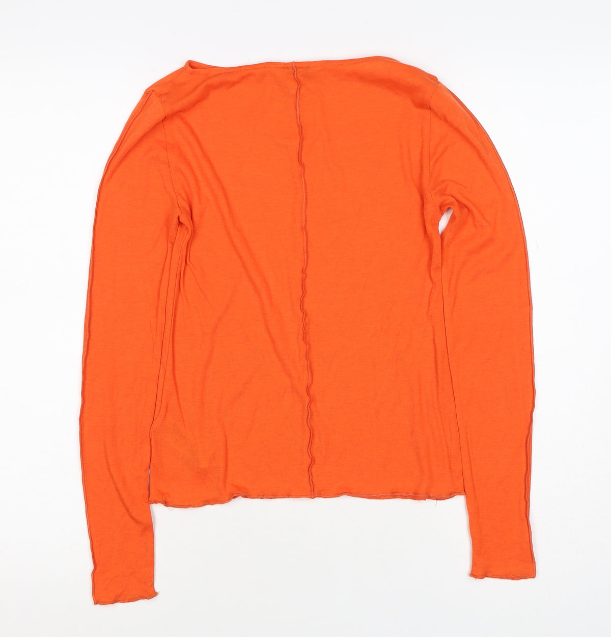 Marks & Spencer Women Orange Size 8 Modal Jersey Long Sleeve Basic Top