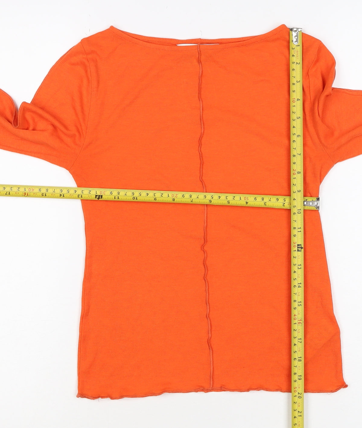 Marks & Spencer Women Orange Size 8 Modal Jersey Long Sleeve Basic Top