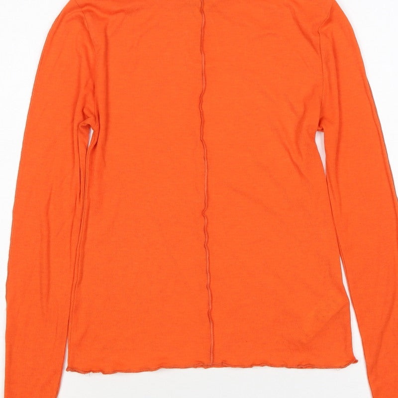 Marks & Spencer Women Orange Size 8 Modal Jersey Long Sleeve Basic Top
