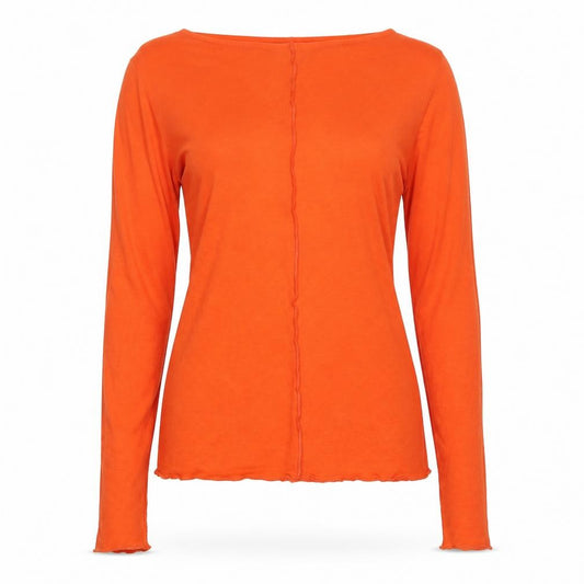 Marks & Spencer Women Orange Size 8 Modal Jersey Long Sleeve Basic Top