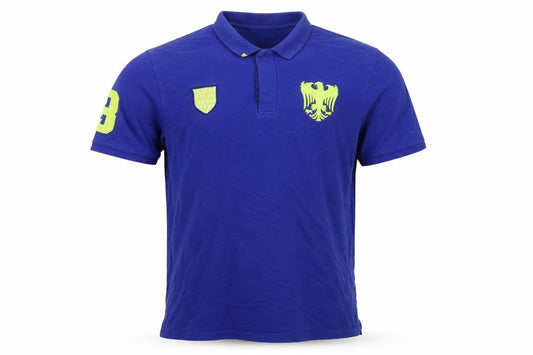 Giordano Men’s Blue Lime Green Logo Tapered Fit Polo Shirt Size L