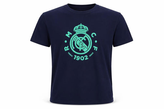 Real Madrid Men’s Blue L Cotton Graphic Logo Crew Neck T-Shirt