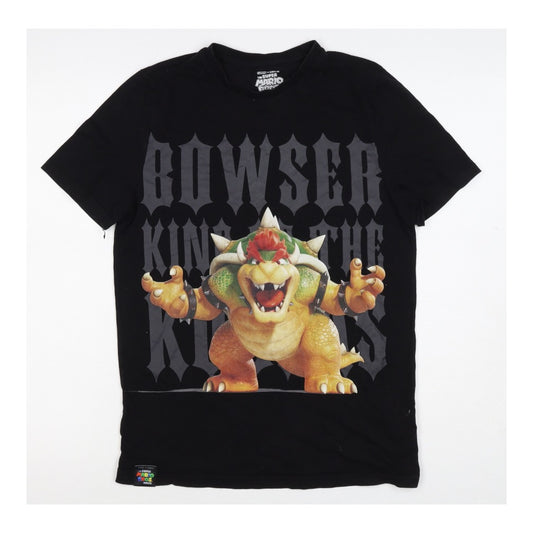 Super Mario Bros Movie Boys Black 13 Years Bowser Graphic Crew Neck T-Shirt