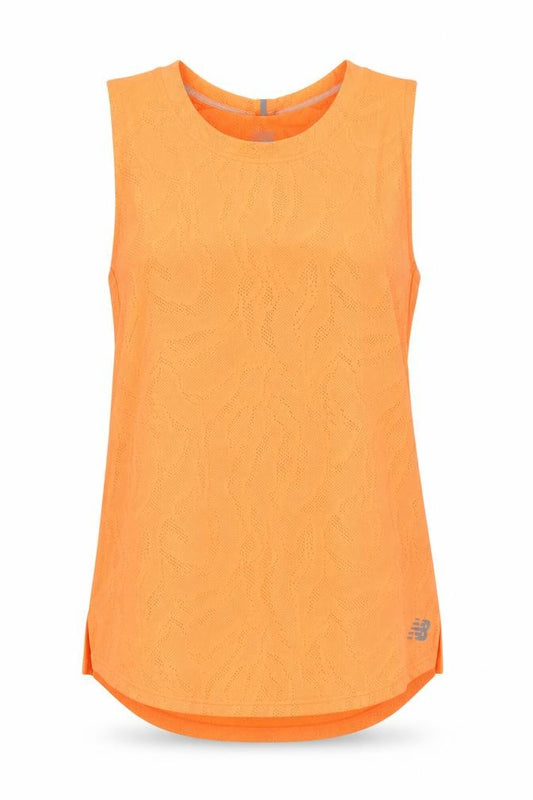 New Balance Women Orange S Geometric Mesh Running Tank Top