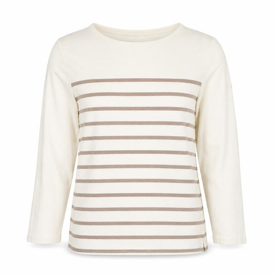 Regatta Women’s Ivory Brown Striped Basic Cotton Long Sleeve T-Shirt UK 14
