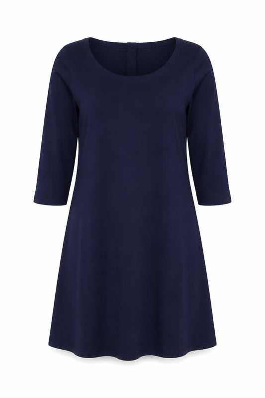 Masai Women Blue S Knee Length Swing Jersey Long Sleeve Dress
