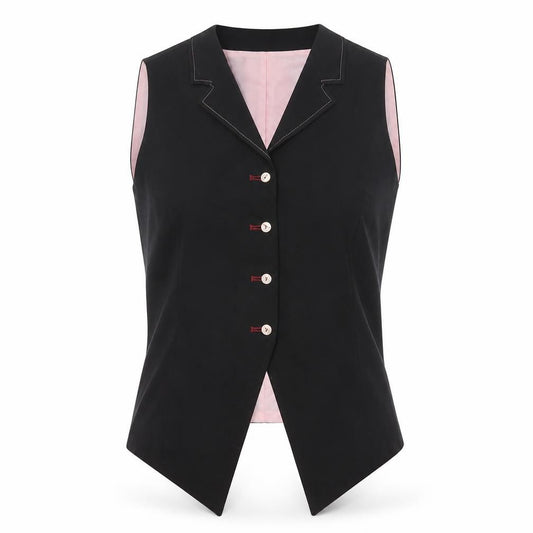 Kashket & Partners Women Black Pink Size 16 Formal Tuxedo Waistcoat