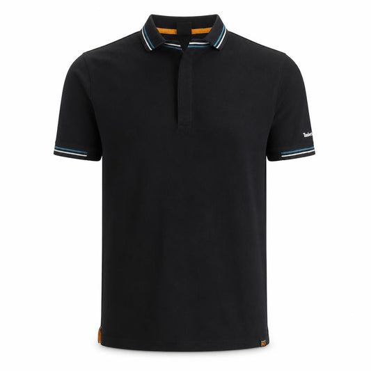 Timberland Pro Men’s Black XL Short Sleeve Striped Collar Polo Shirt