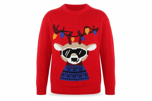 Primark Men’s Red XL Christmas Reindeer Graphic Knit Jumper
