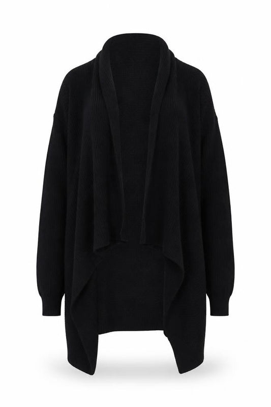 Next Women Black Size 12 Open Front Cowl Neck Waterfall Cardigan