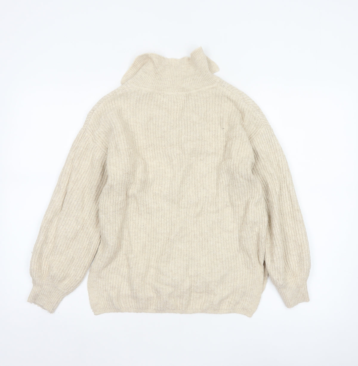 Marks & Spencer Women Ivory Size 8 Collared V-Neck Knit Jumper
