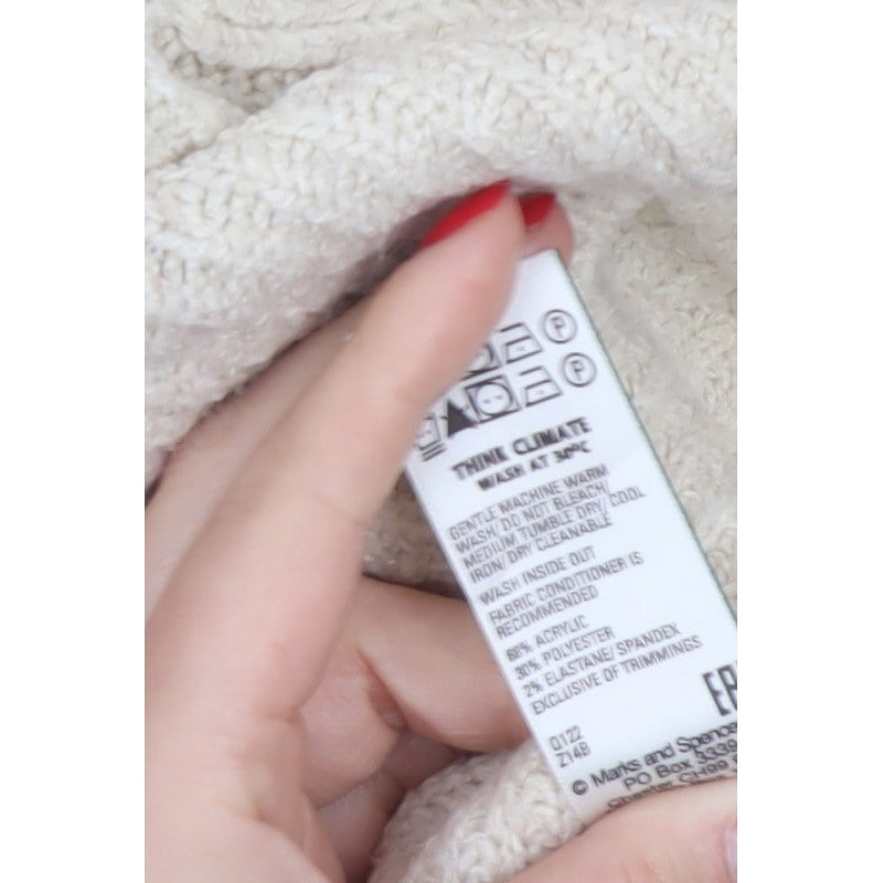 Marks & Spencer Women Ivory Size 8 Collared V-Neck Knit Jumper