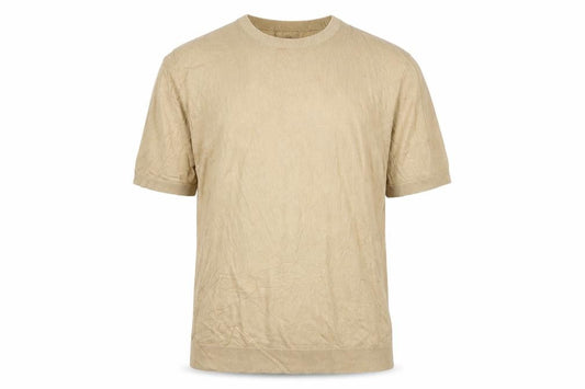 boohooMAN Men’s Beige XL Short Sleeve Crew Neck Cotton Knit Jumper