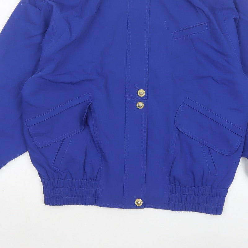 Basler Women’s Blue UK 10 Wool Blend Collarless Snap Jacket