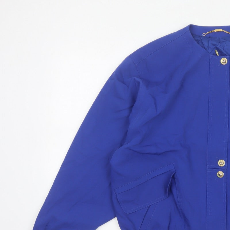 Basler Women’s Blue UK 10 Wool Blend Collarless Snap Jacket