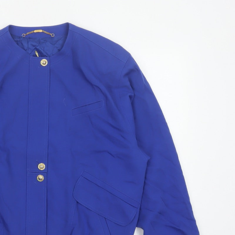 Basler Women’s Blue UK 10 Wool Blend Collarless Snap Jacket