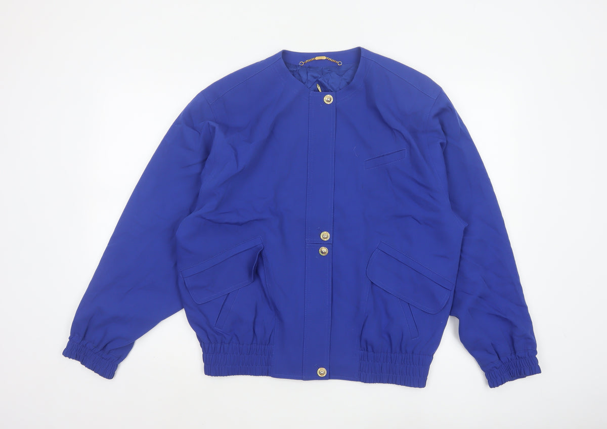 Basler Women’s Blue UK 10 Wool Blend Collarless Snap Jacket