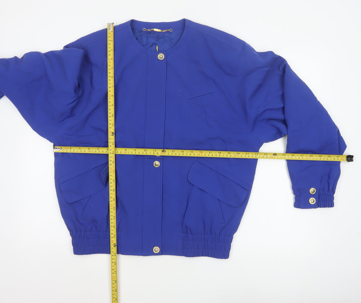Basler Women’s Blue UK 10 Wool Blend Collarless Snap Jacket