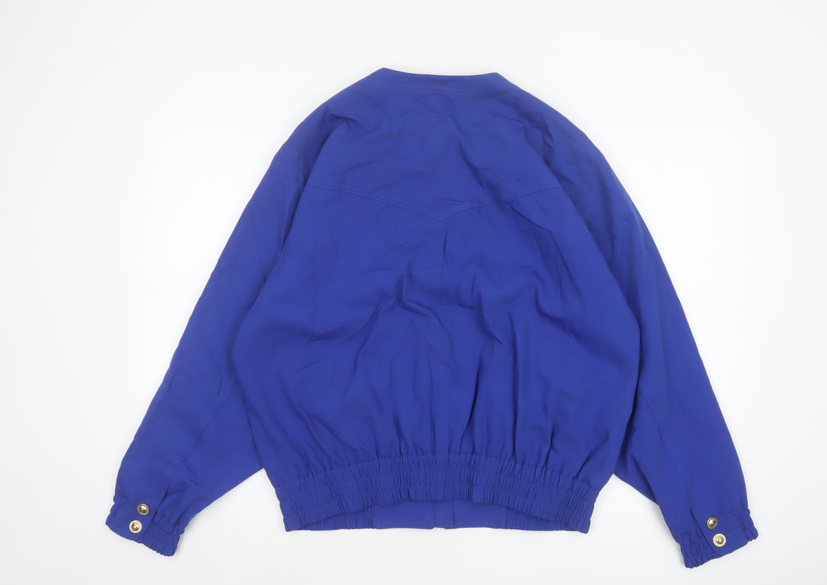 Basler Women’s Blue UK 10 Wool Blend Collarless Snap Jacket