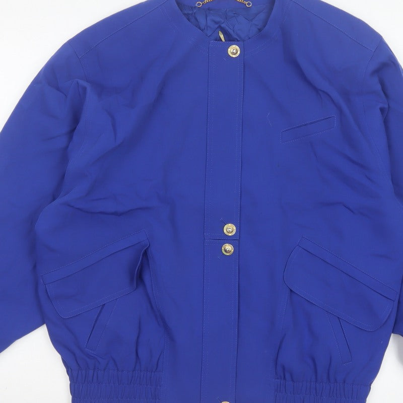 Basler Women’s Blue UK 10 Wool Blend Collarless Snap Jacket