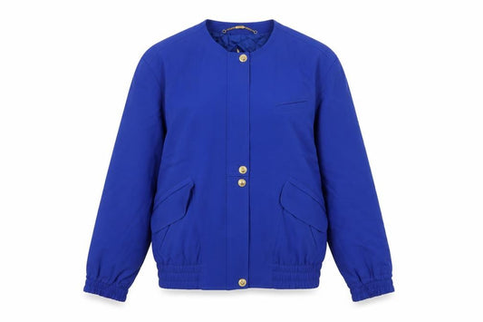 Basler Women’s Blue UK 10 Wool Blend Collarless Snap Jacket