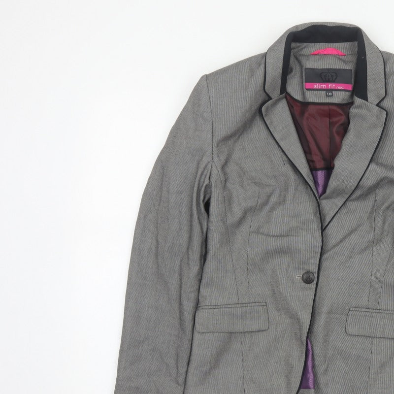 Next Women Grey Slim Fit Blazer UK 10 Single-Breasted Tailored