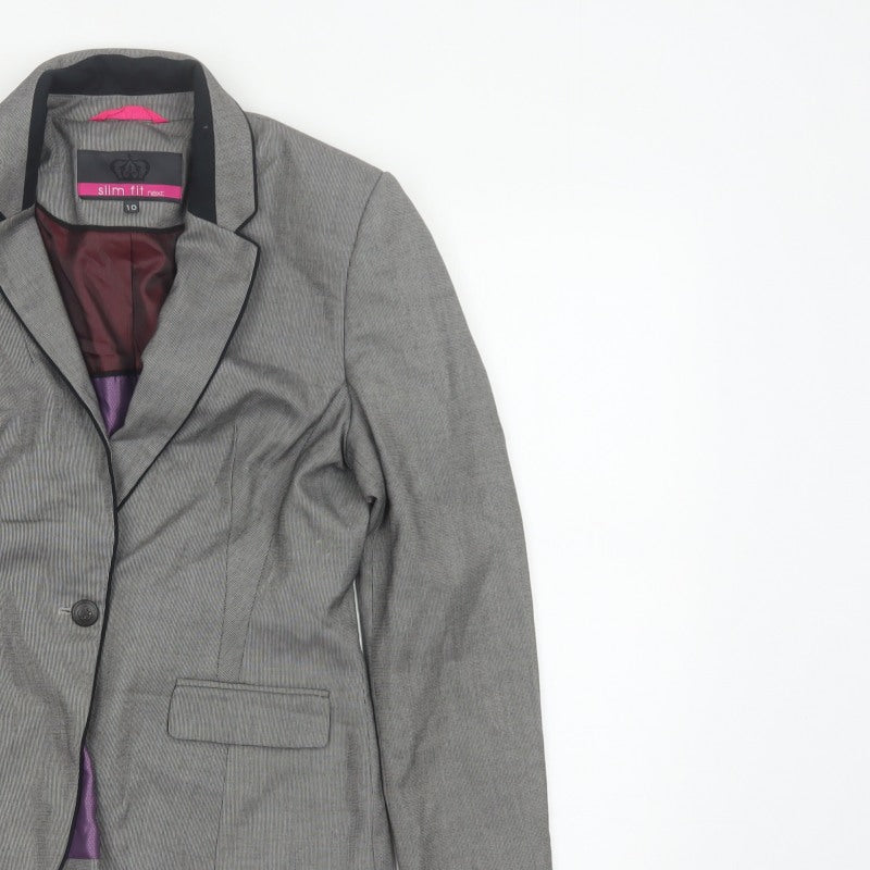 Next Women Grey Slim Fit Blazer UK 10 Single-Breasted Tailored