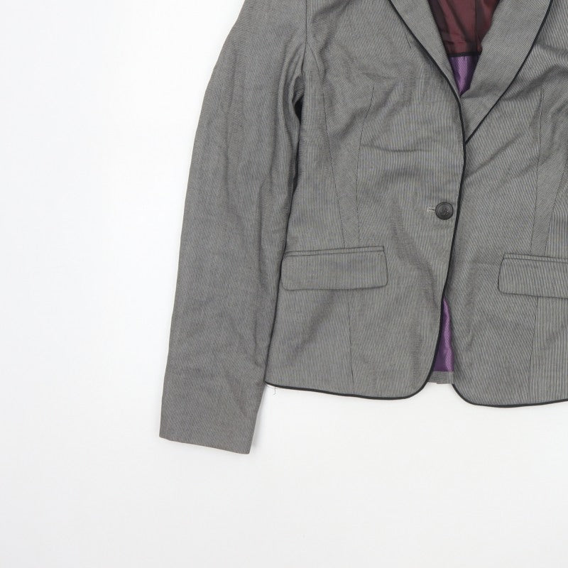 Next Women Grey Slim Fit Blazer UK 10 Single-Breasted Tailored