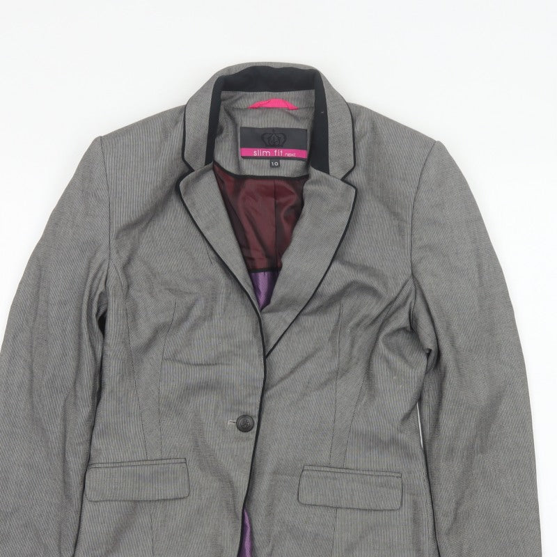 Next Women Grey Slim Fit Blazer UK 10 Single-Breasted Tailored