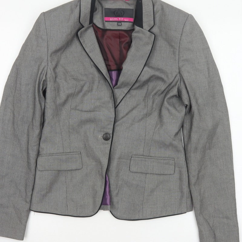 Next Women Grey Slim Fit Blazer UK 10 Single-Breasted Tailored