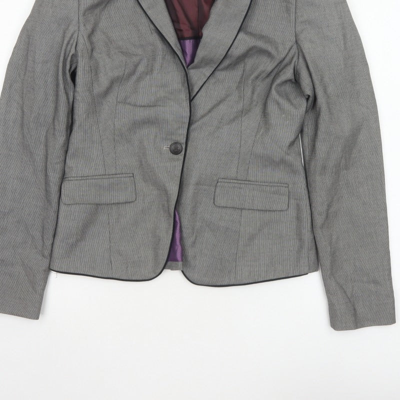 Next Women Grey Slim Fit Blazer UK 10 Single-Breasted Tailored
