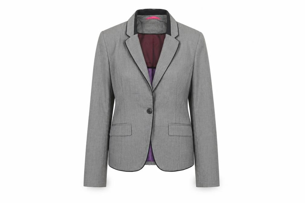 Next Women Grey Slim Fit Blazer UK 10 Single-Breasted Tailored