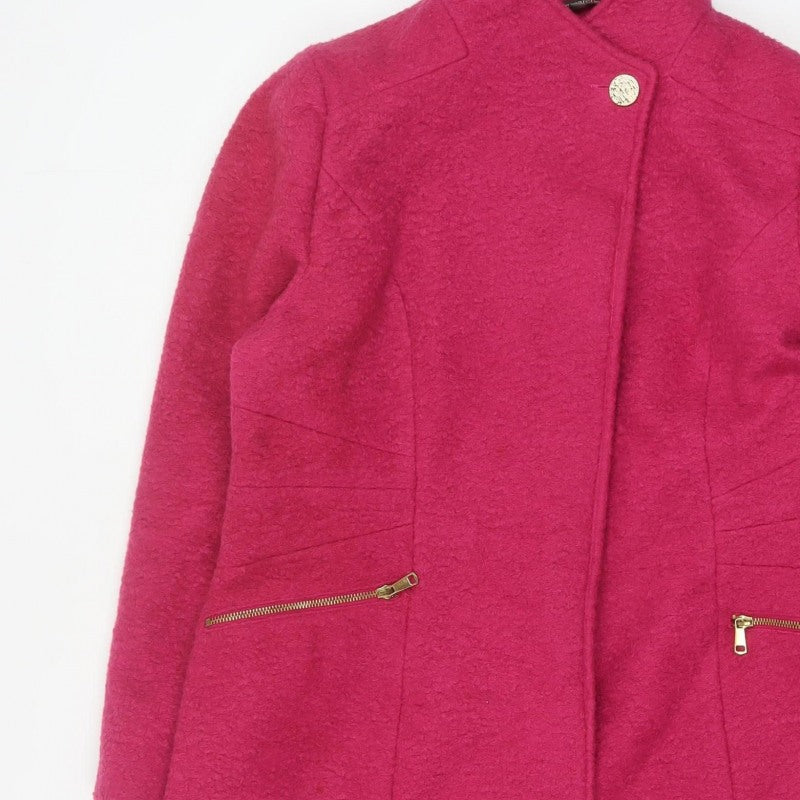 Bonmarché Women’s Pink Size 16 Mid-Length Overcoat Zip Pockets