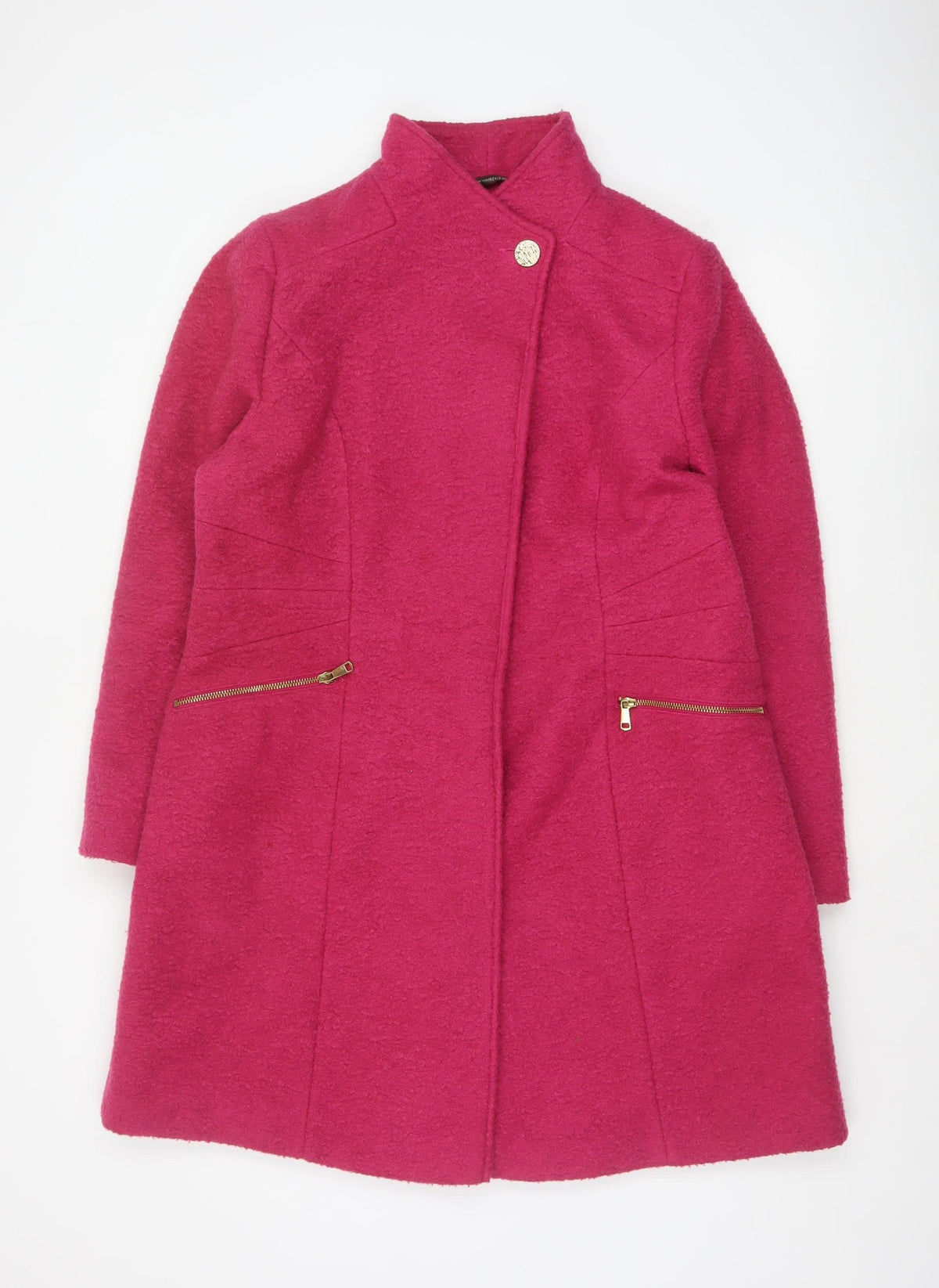 Bonmarché Women’s Pink Size 16 Mid-Length Overcoat Zip Pockets