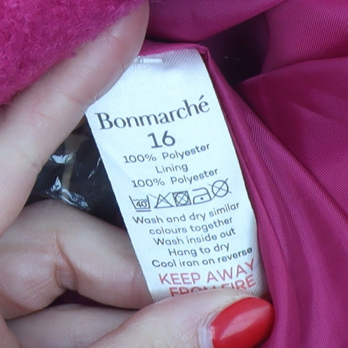 Bonmarché Women’s Pink Size 16 Mid-Length Overcoat Zip Pockets
