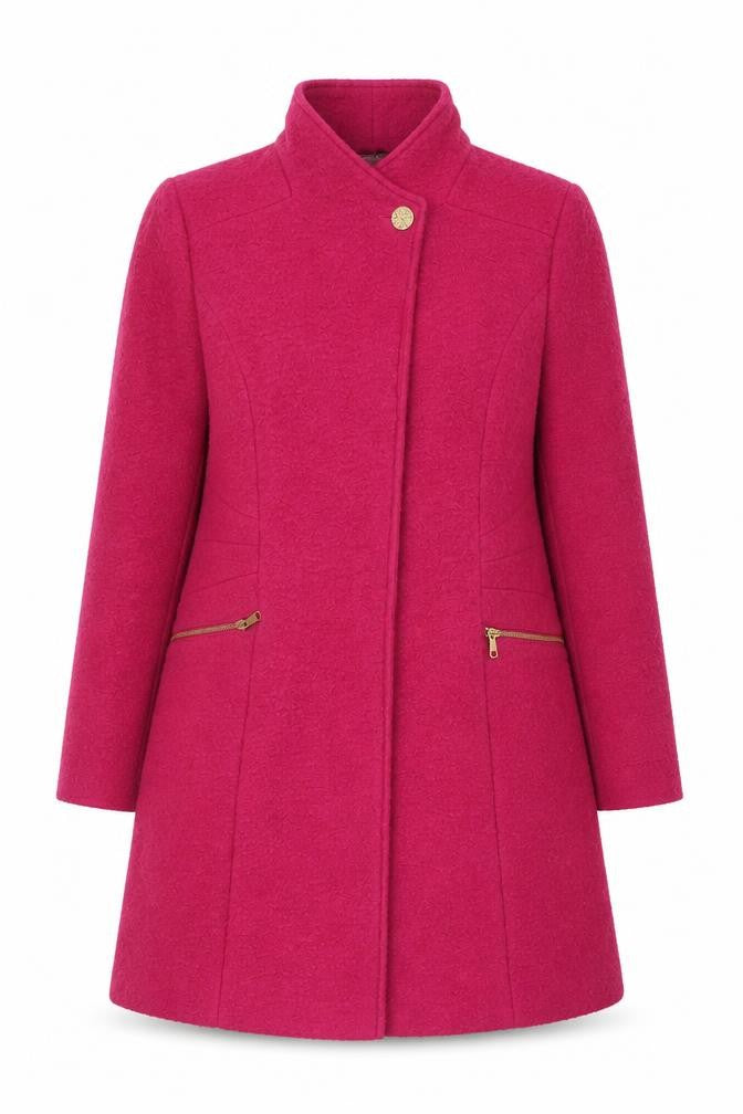 Bonmarché Women’s Pink Size 16 Mid-Length Overcoat Zip Pockets