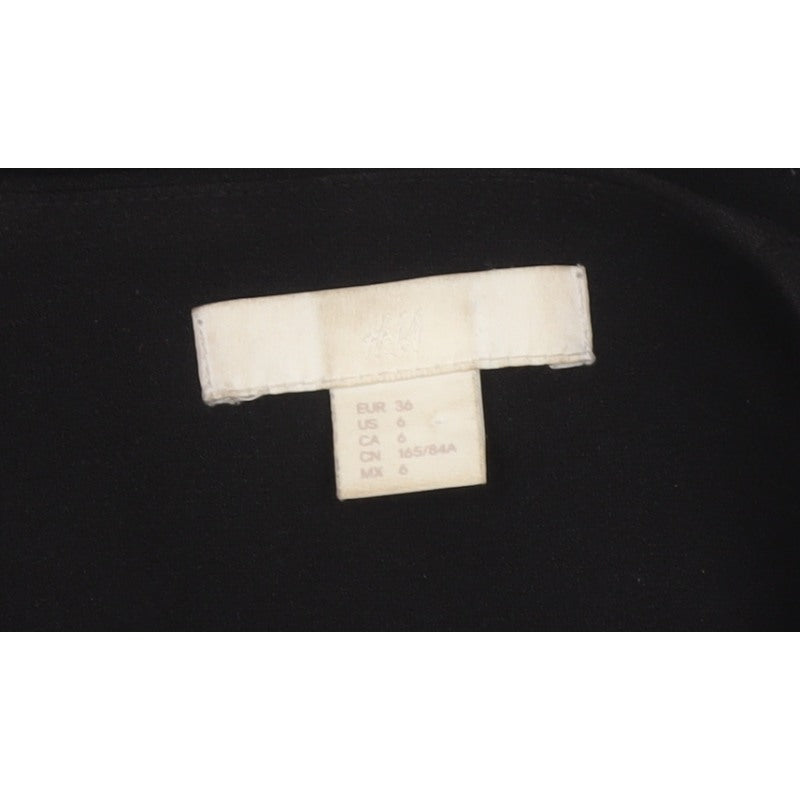 H&M Women Black UK 8 Long Open Basic Coat Jacket Lined Pockets