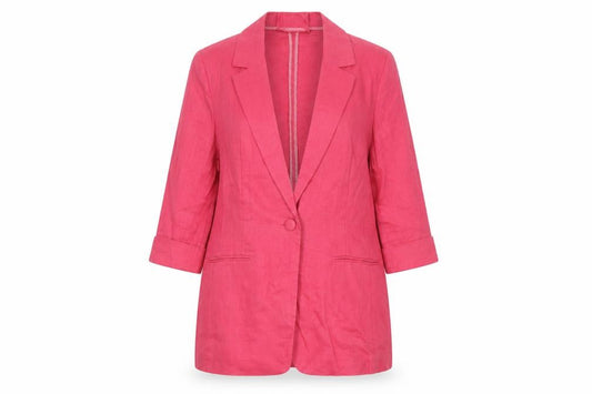 Denim Co Women’s Pink UK 12 Linen Blend Single-Breasted Blazer