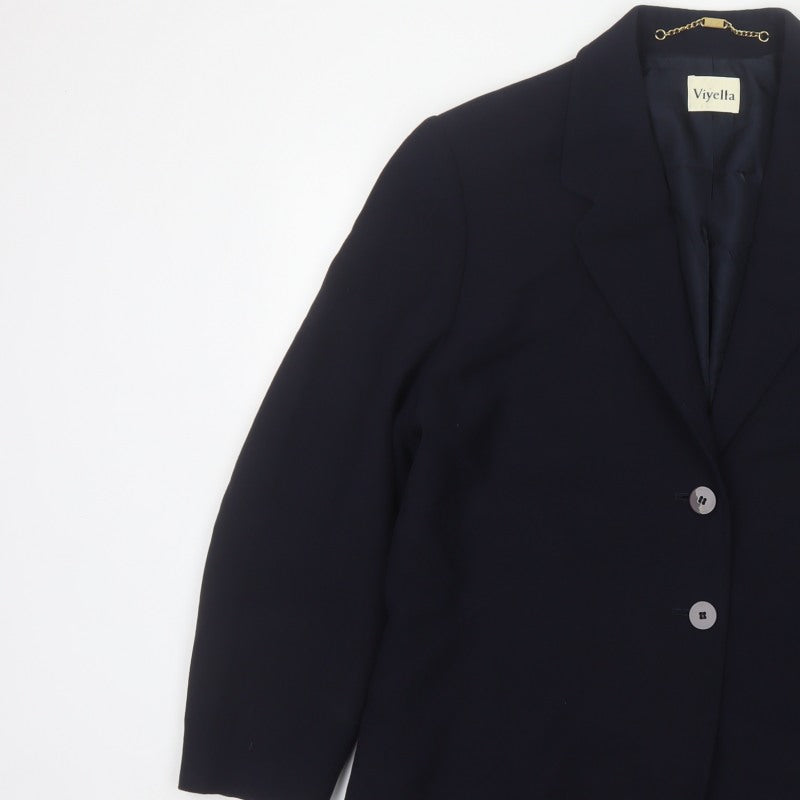Viyella Women’s Blue UK 16 Two Button Wool Blend Blazer Jacket