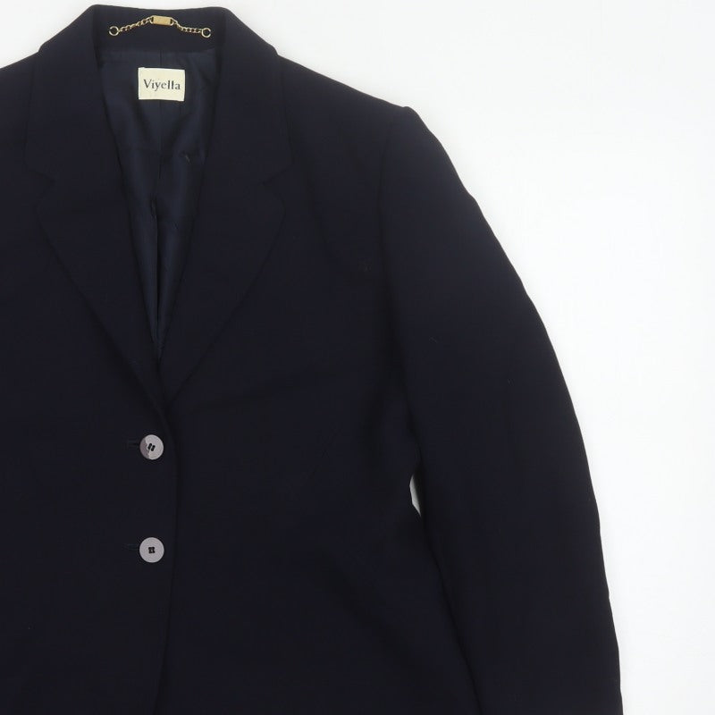 Viyella Women’s Blue UK 16 Two Button Wool Blend Blazer Jacket