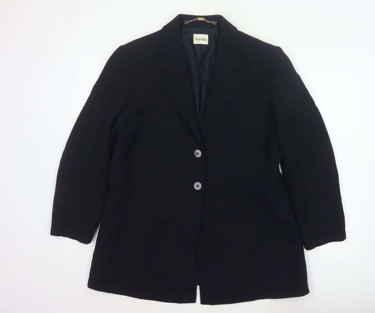 Viyella Women’s Blue UK 16 Two Button Wool Blend Blazer Jacket