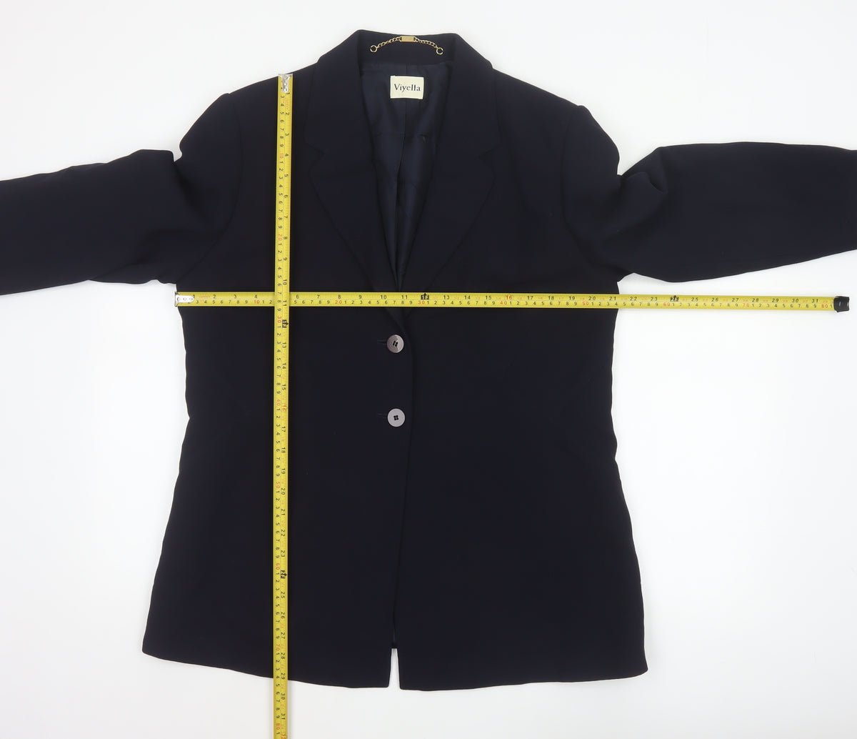 Viyella Women’s Blue UK 16 Two Button Wool Blend Blazer Jacket