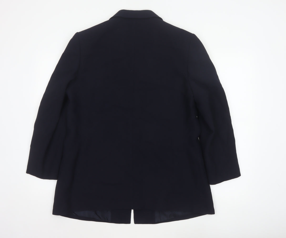 Viyella Women’s Blue UK 16 Two Button Wool Blend Blazer Jacket