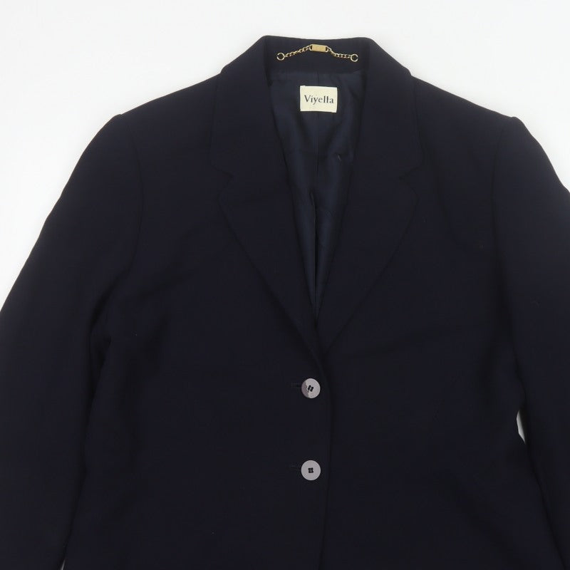 Viyella Women’s Blue UK 16 Two Button Wool Blend Blazer Jacket