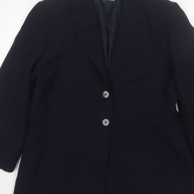 Viyella Women’s Blue UK 16 Two Button Wool Blend Blazer Jacket