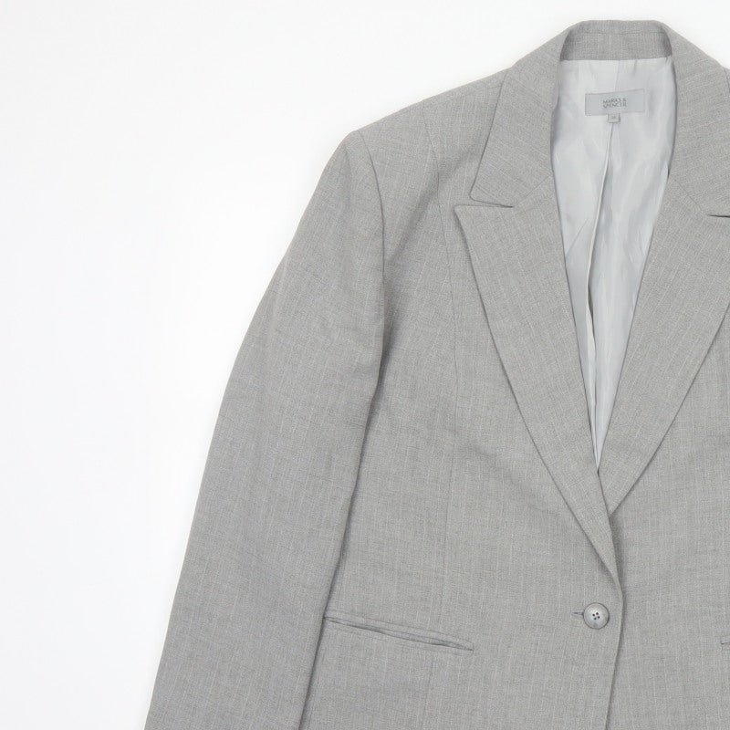 Marks and Spencer Women's Grey UK 20 Tailored Single-Breasted Blazer
